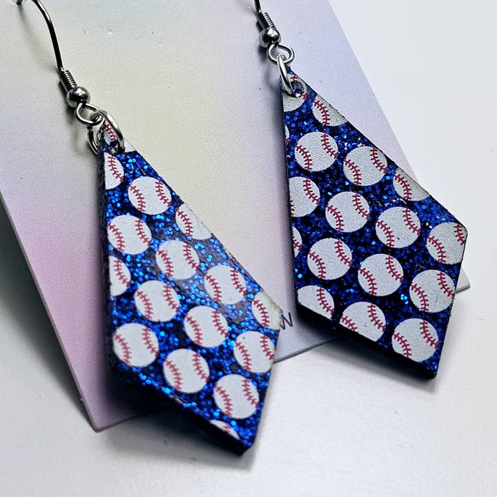 Jedi Woods LLC – wholesale Dangle earrings – Blue Glitter Baseball Diamond Earrings