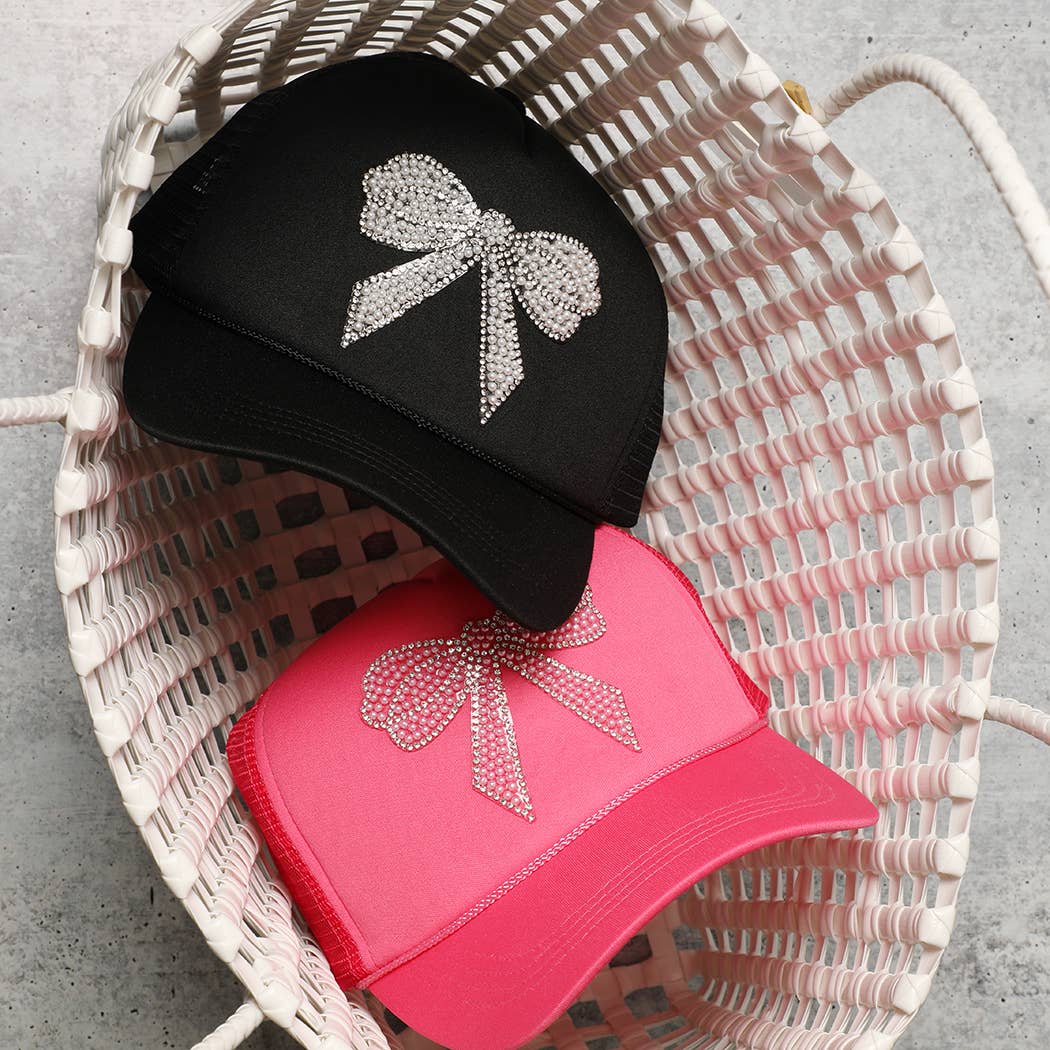 Fashion City - Wholesale Trucker Hat - Women's - Rhinestone Bow Patch Foam Mesh Back Trucker Hat18