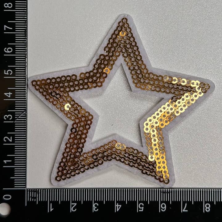 Aloe and Milk Boutique - Wholesale Patch - Sequin Star Outline, sequin, star patch, cheer, game day13