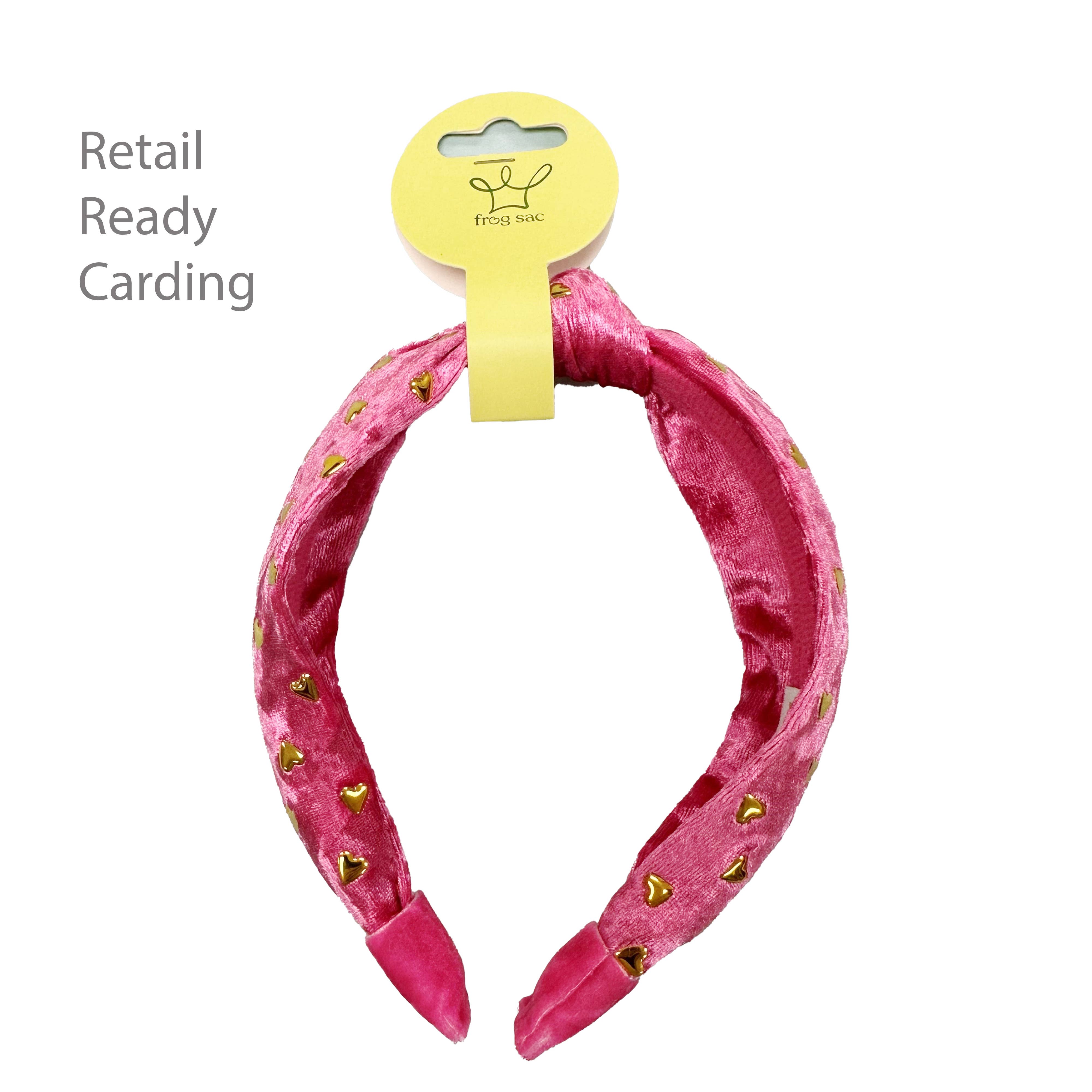 Frog Sac - Wholesale Fashion Headband - Kids - Kids Knot Headband - Gold Heart Stud Velvet Hair Accessories14