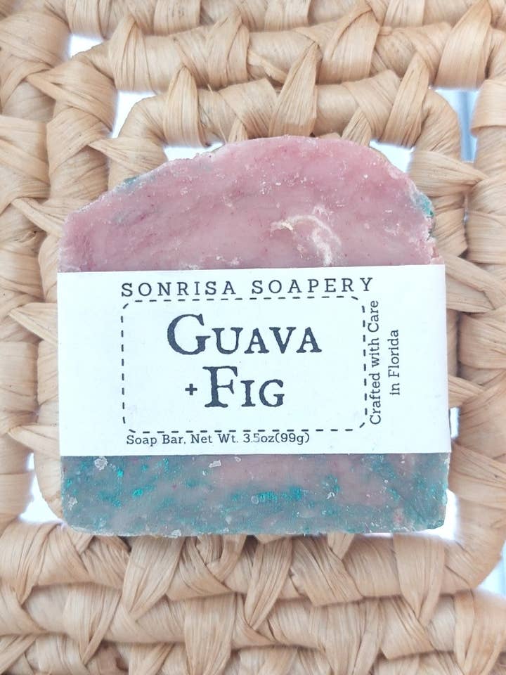 Guava and Fig Artisan Soap Bar for wholesale by Sonrisa Soapery LLC