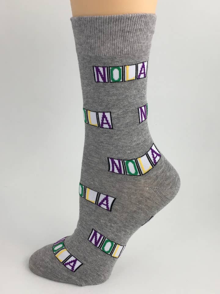 SongLily - Wholesale Socks - Unisex - Mardi Gras NOLA tiles socks Grey