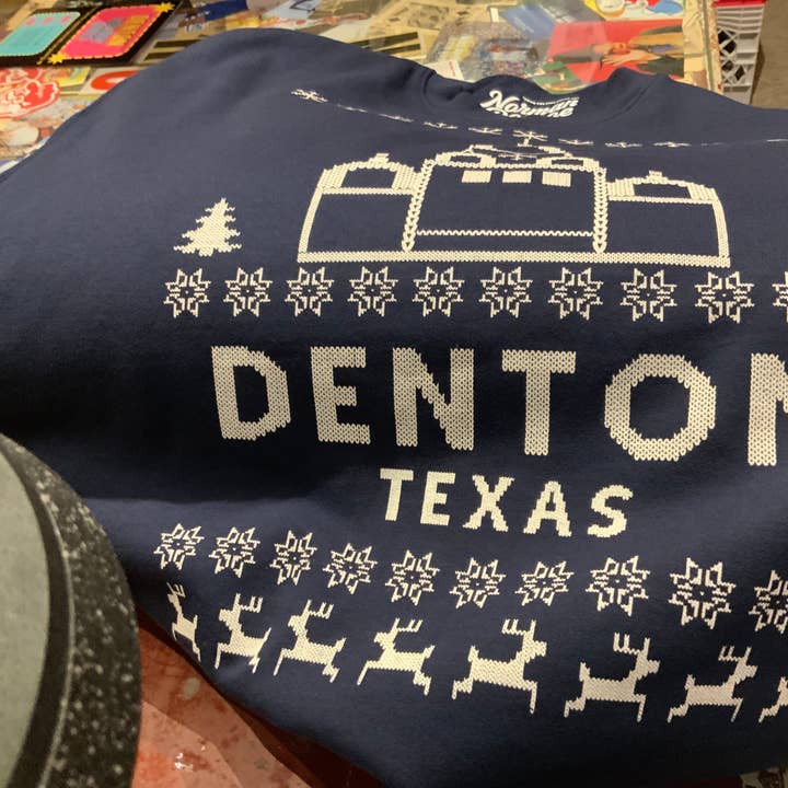 Denton Christmas Courthouse Navy Sweatshirt for wholesale by NORMAN ROSCOE