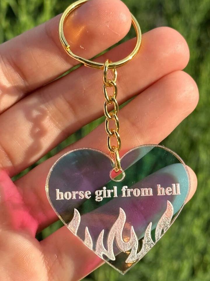 Horse Girl From Hell Iridescent Acrylic Keychain for wholesale by ShlemonArt