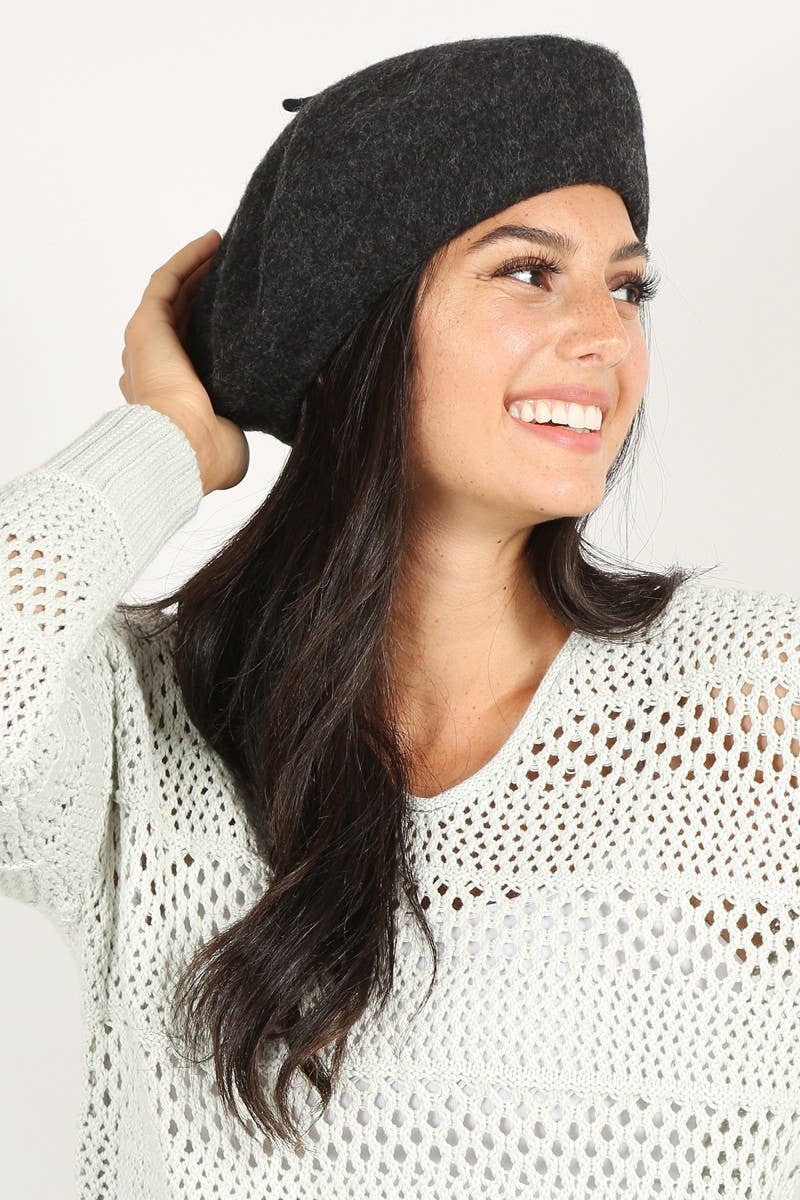 Fashion City – Engroshandel Baret - Dame – Kvinders almindelig farve uld blanding baret hatte0