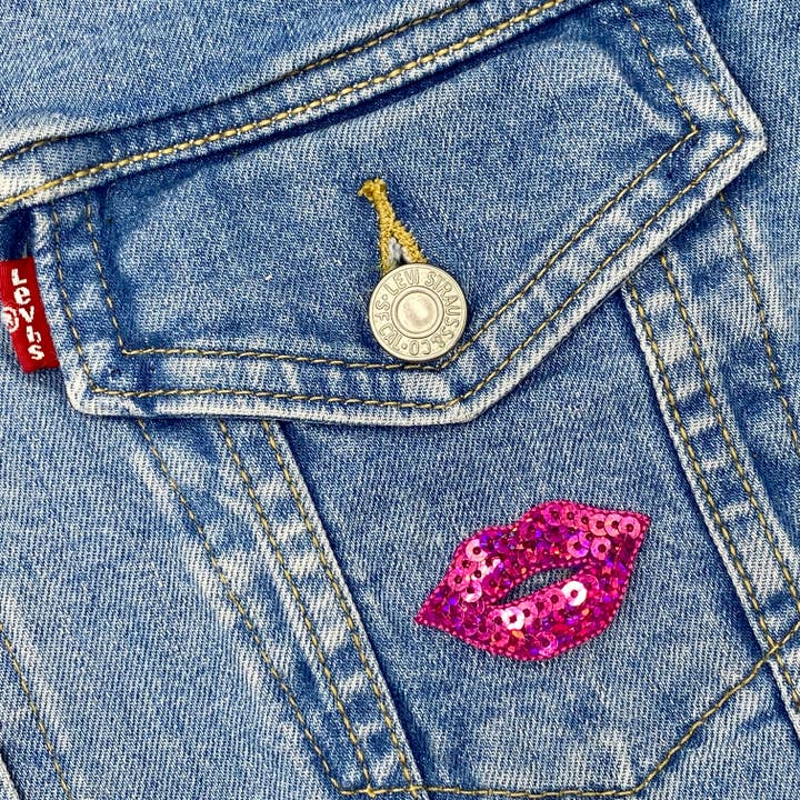 Wholesale Applique - Wholesale Patch - Hot Pink Sequin Lips, Fashion, Beauty, Iron on Patch3