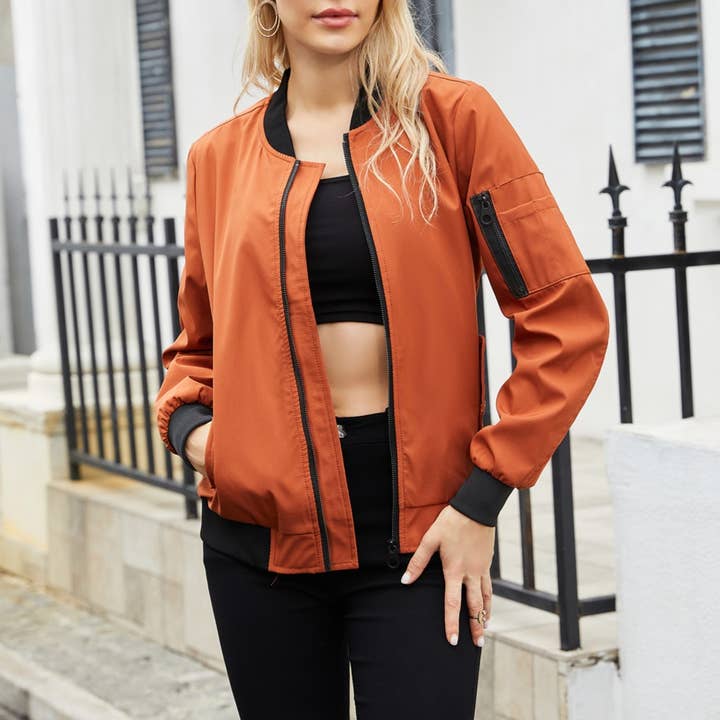 Rosa Clothing - Wholesale Bomber Jacket - Women's - zip front bomber jacket with side pocket23