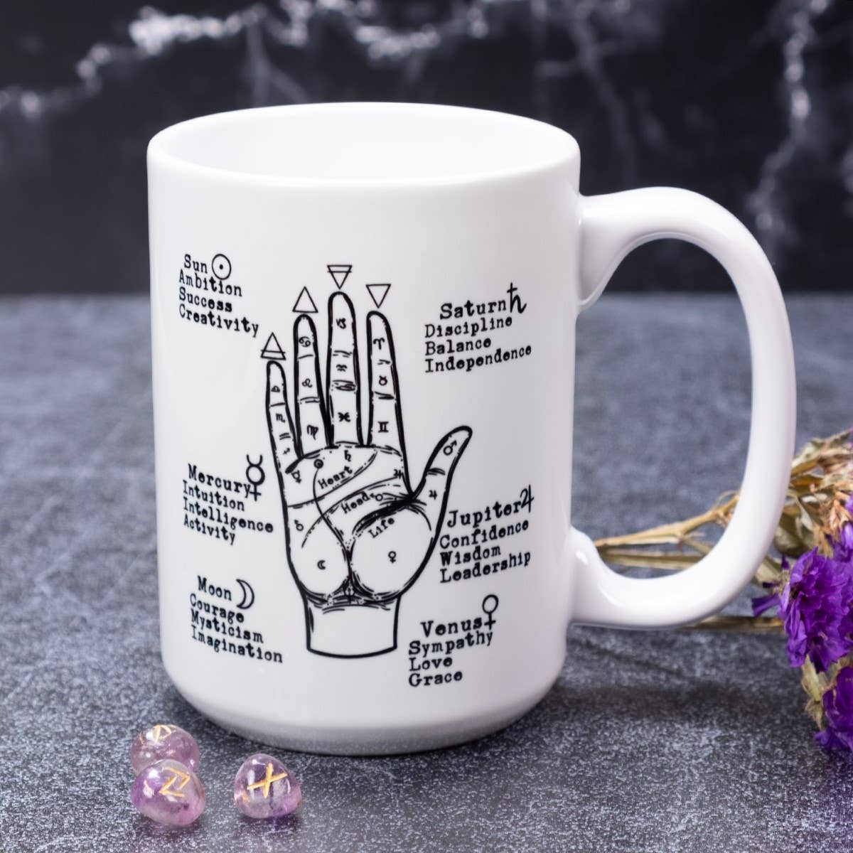 Phoenix Revolution Press - Wholesale Coffee Mug - Palmistry 15 Ounce Mug Witchcraft Ceramic Mug1