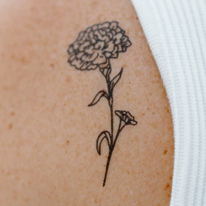 October Birth Flower - Marigold Temporary Tattoos for wholesale by Saint Tattoos
