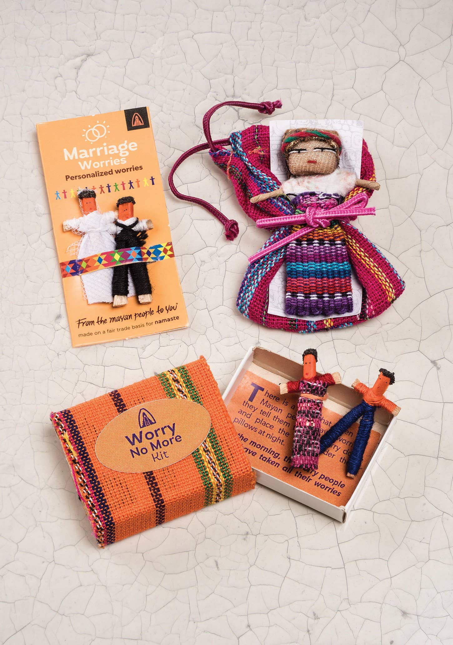 Namaste – wholesale Milestone art/keepsake – Child & baby – Large Worry Doll With Bag1