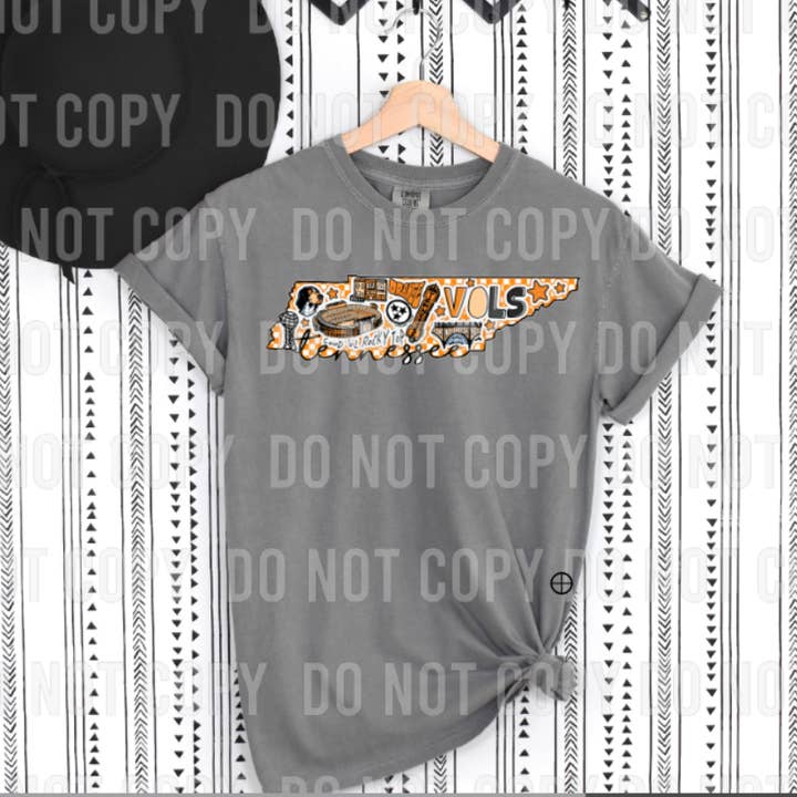 Tennessee Voluntários Estado Doodle TN Tshirt Comfort Cores por atacado de BB Subs and Screens