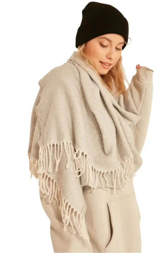 Wear Sierra - Wholesale Wrap - Women's - Women's Thick Shoulder Shaw, Scarf with Soft Textured Tassel0