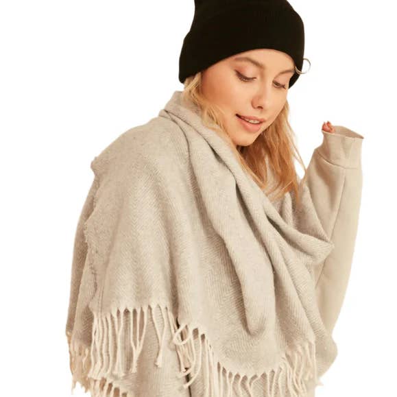 Wear Sierra - Wholesale Wrap - Women's - Women's Thick Shoulder Shaw, Scarf with Soft Textured Tassel0