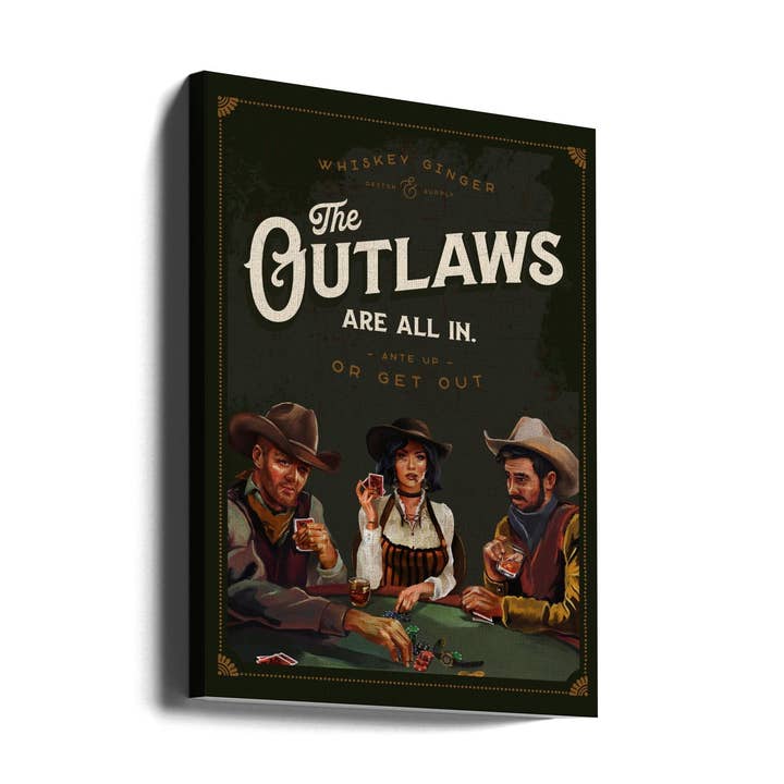 Wall Art Outlaws Are All In Cool Cowboy Poker Art for wholesale by GTA ART
