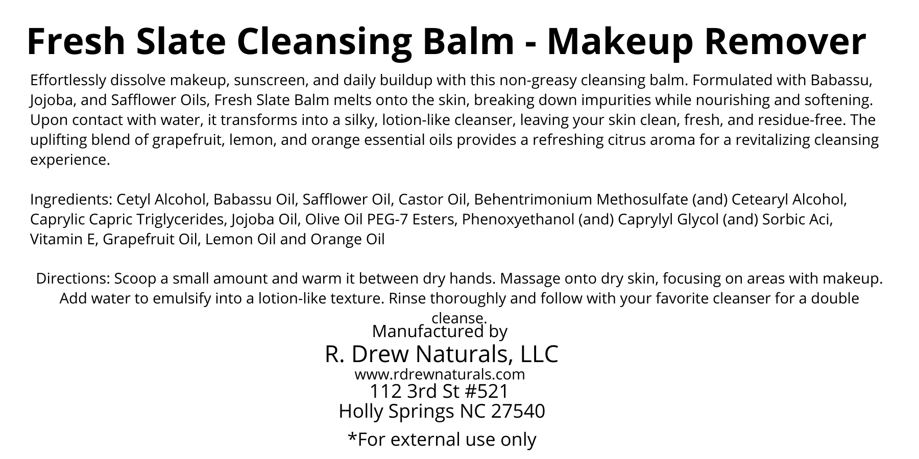 R. Drew Naturals, LLC - Vente Démaquillants - Baume Nettoyant Fresh Slate – Démaquillant3