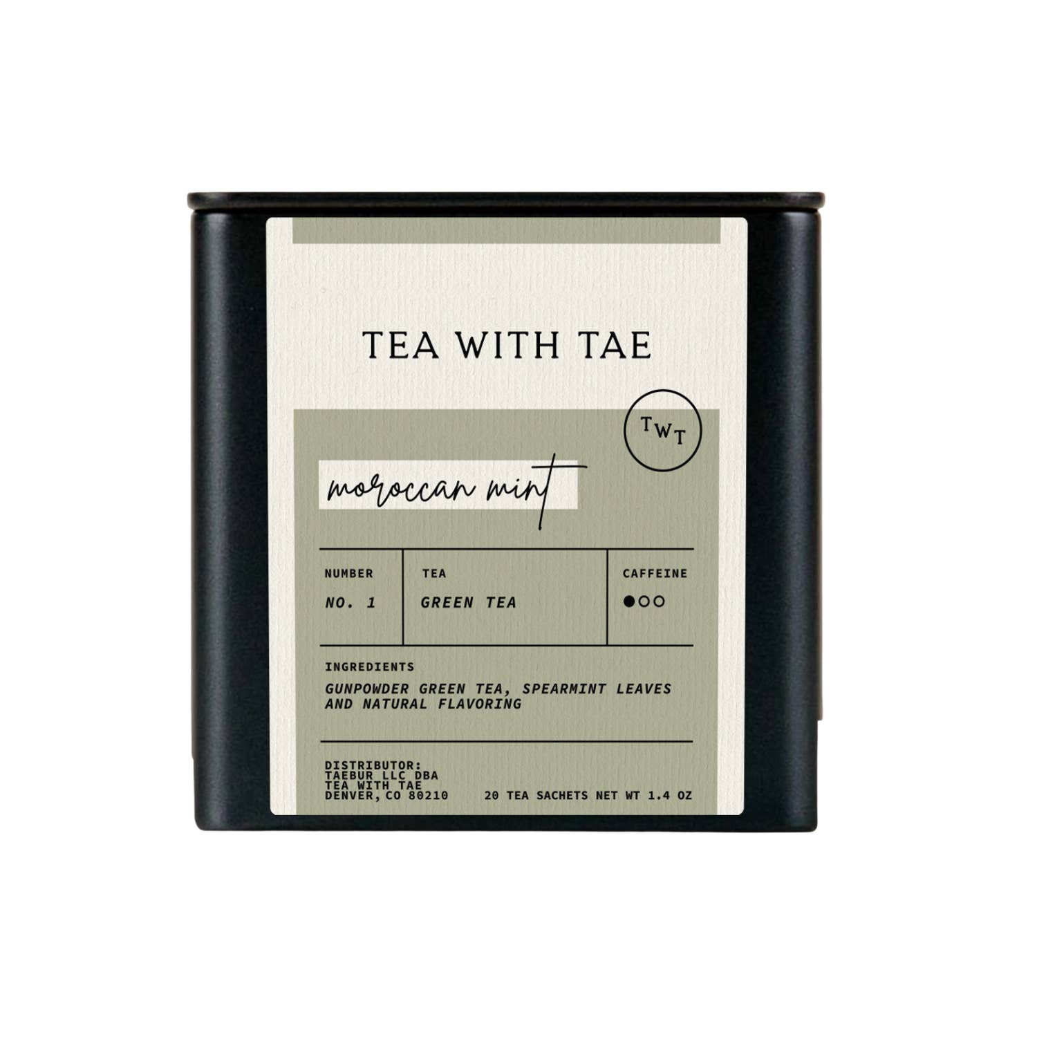 Tea with Tae - Wholesale Tea Bags - Moroccan Mint Green Tea Gift Tin (20 tea bags)