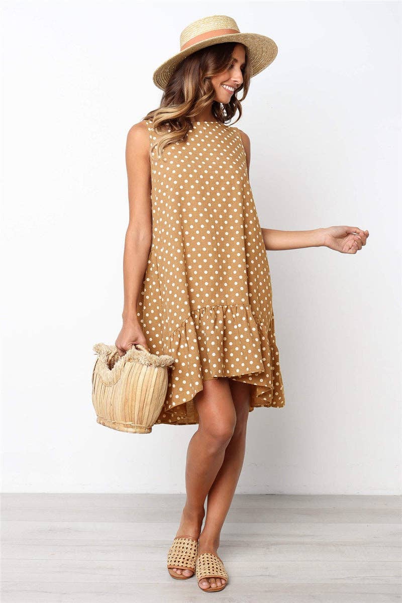 Sharon Tatem Fashion LLC - Wholesale Dress - Women's - Dress Sexy Boho Beach Sundress Women Floral Printed Polka Dot65