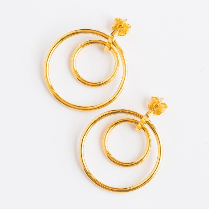 Aros entrelazados chapados en oro para venta al por mayor de Subalian Jewelry