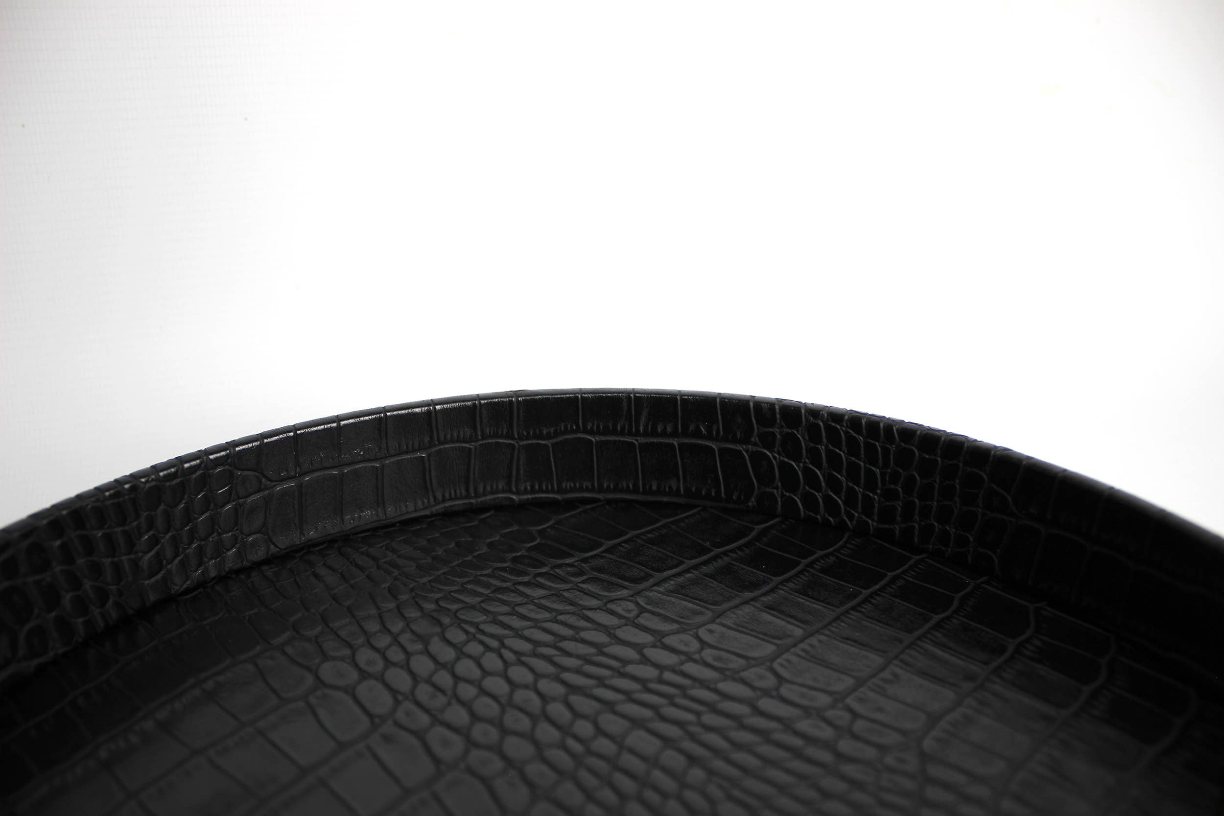 Signature Home Collection GmbH – wholesale Serving tray – Round tray faux leather croco black 26×26×4 cm serving4