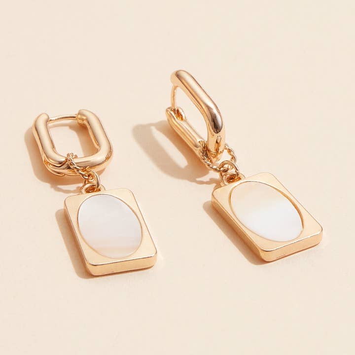 Gold Shell Charms Hoop Earrings for wholesale on Faire2