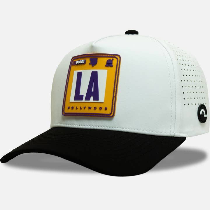 LA Sunset BLVD White Snapback – Rubber Patch, Breathable for wholesale by CÄPWEARS
