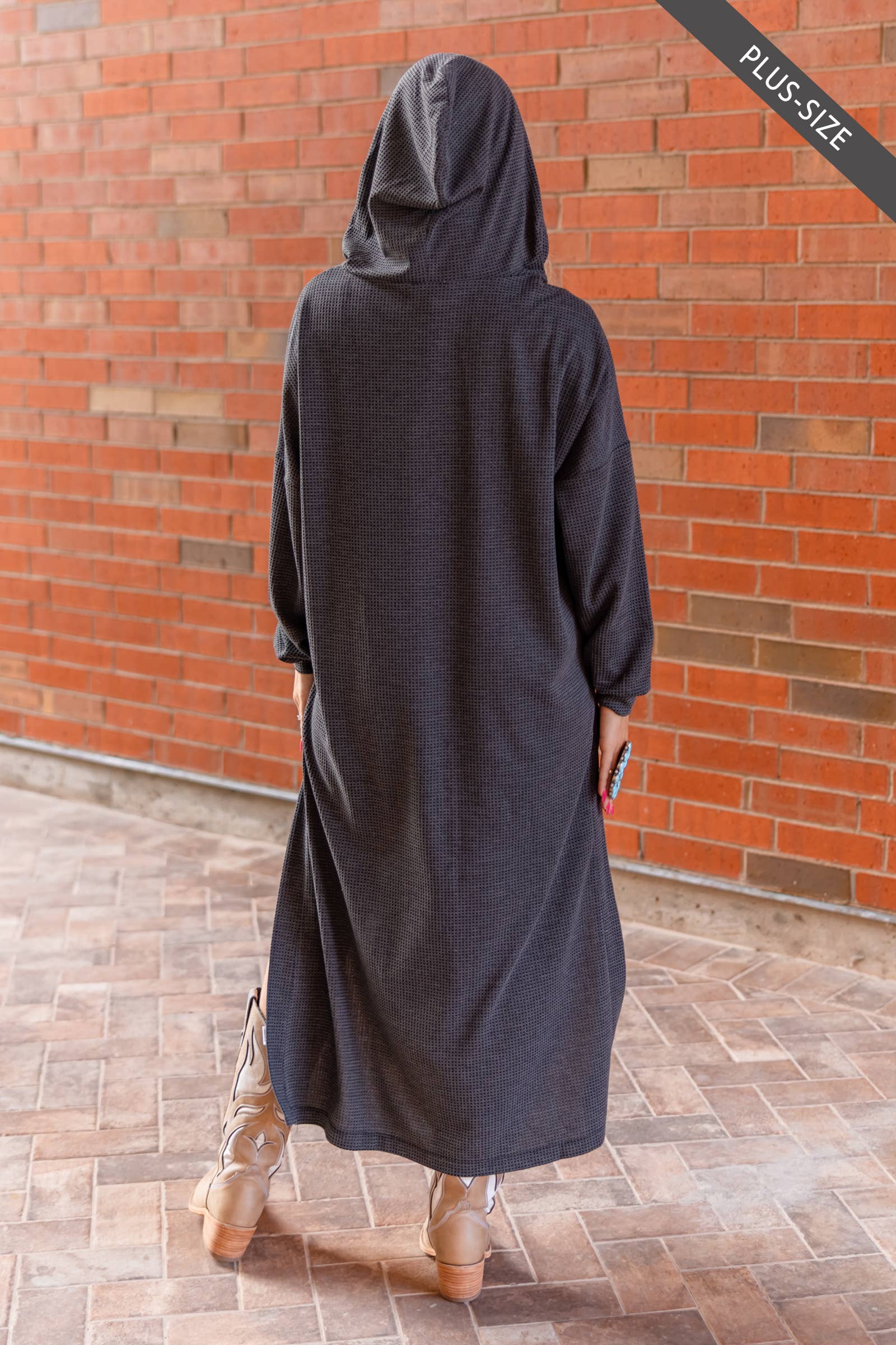 Dear Scarlett - Wholesale Dress - Women's - PLUS SIZE Waffle Knit Thermal Duster41