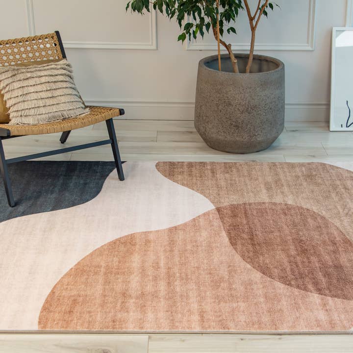 Multi Abstract Cream Green Indoor Area Rug for wholesale on Faire