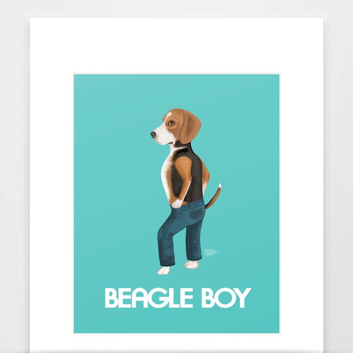 Beagle Dog Art Print, Beagle Menino por atacado de Laura Bergsma Studio