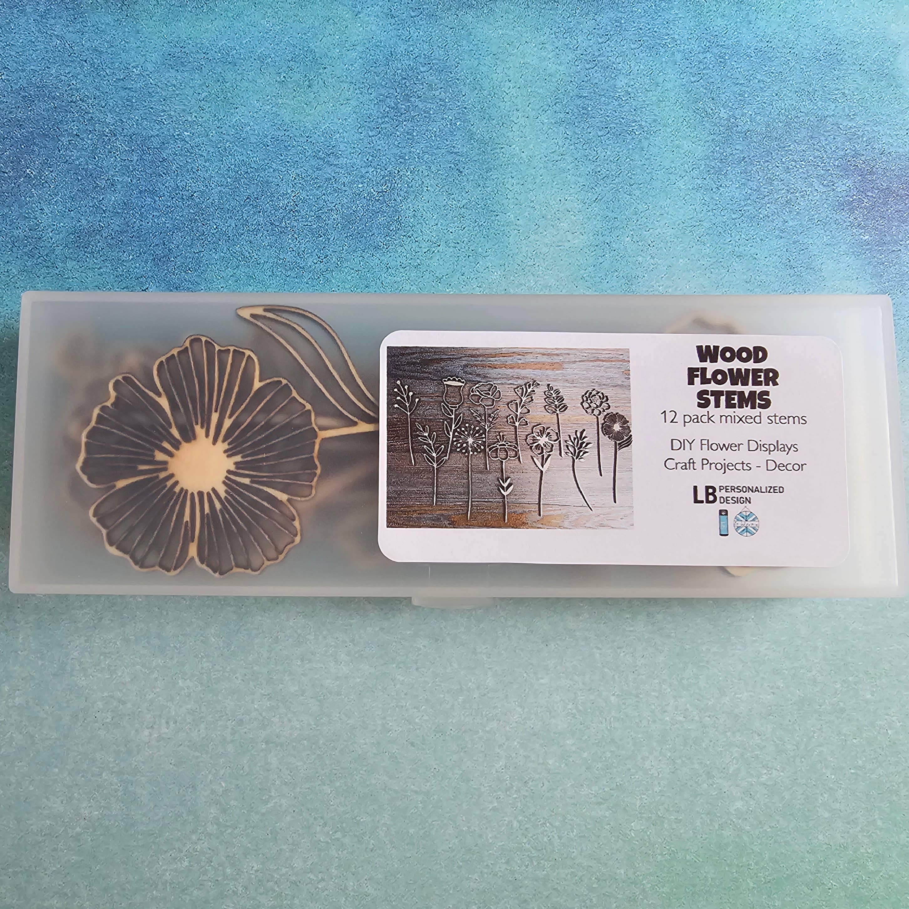 LB Personalized Design - Vente Kit de bricolage - Tiges de Fleurs en Bois - Paquet de 12 Pièces de Fleurs Sauvages Mixtes1