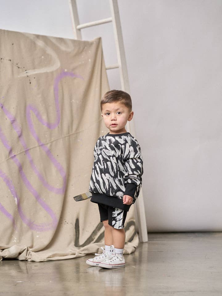 Little Bipsy - Wholesale Shorts - Kids - Imperfect Brush Stroke Raw Edge Harem Short - Black