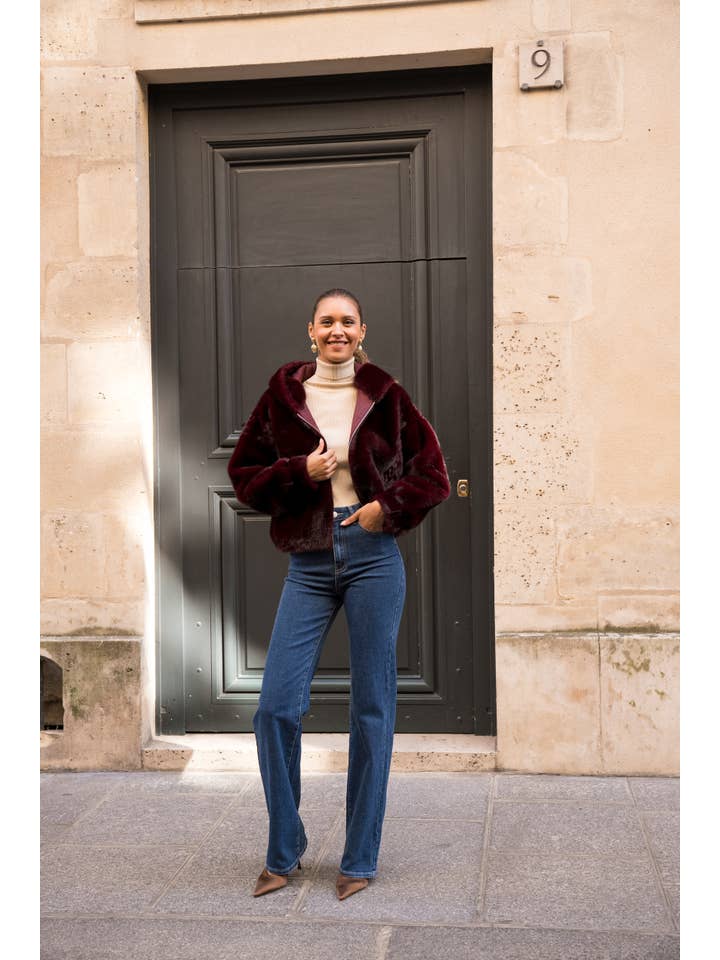 Attentif Paris - Wholesale Fur/Faux Fur Coat - Women's - Short coat with hood in faux fur with braided details23