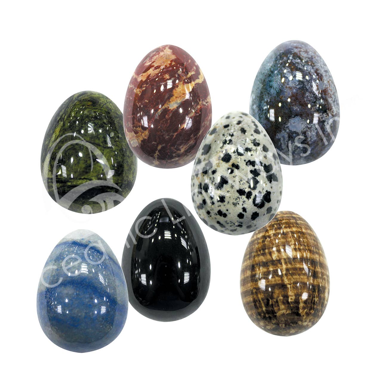 Oceanic Linkways Inc - Wholesale Spiritual Stone/Crystal - (SET OF 12)EGG - MIXED STONES (SET OF 12) 0.75 X 1"1