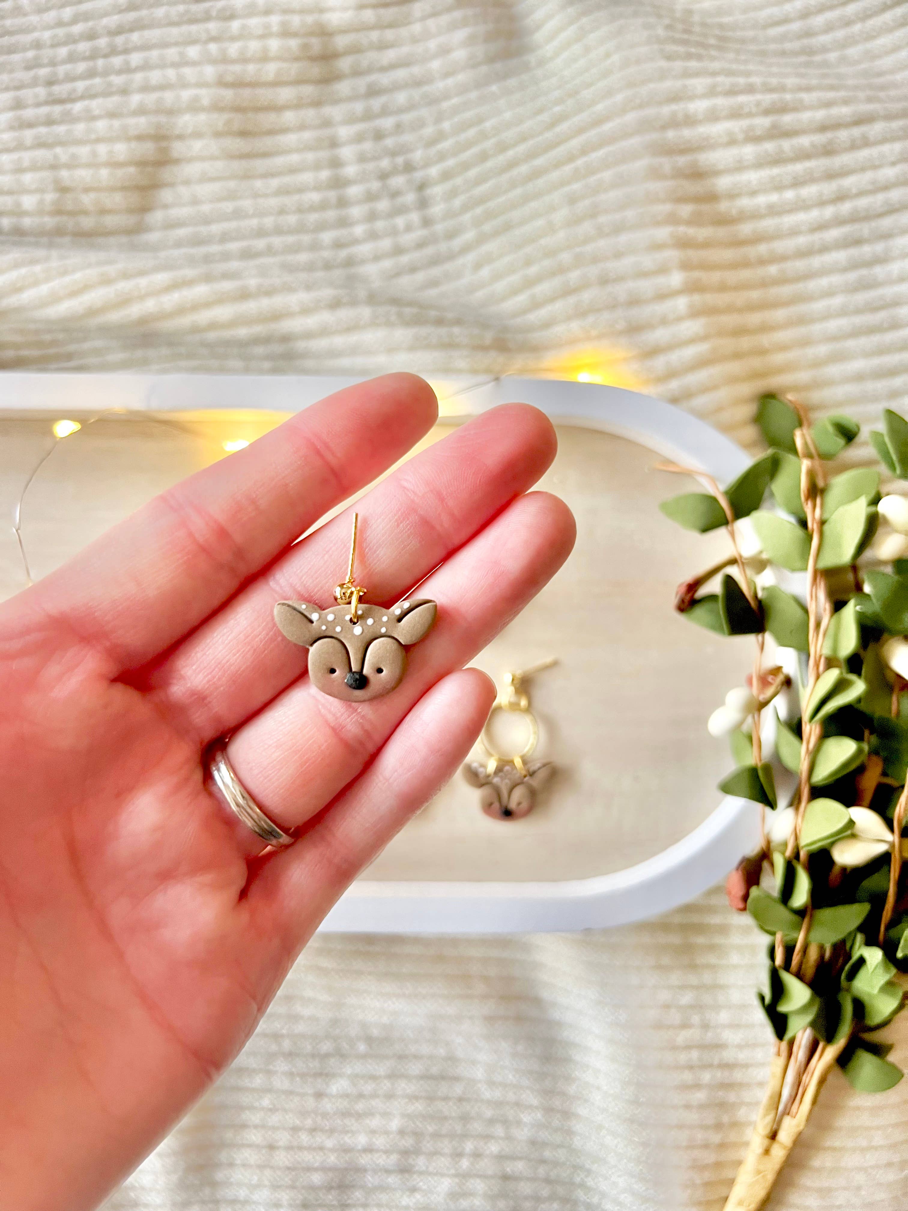 SeizeTheClayJewelry - Wholesale Dangle Earrings - Reindeer Earrings, Deer Clay Earrings0