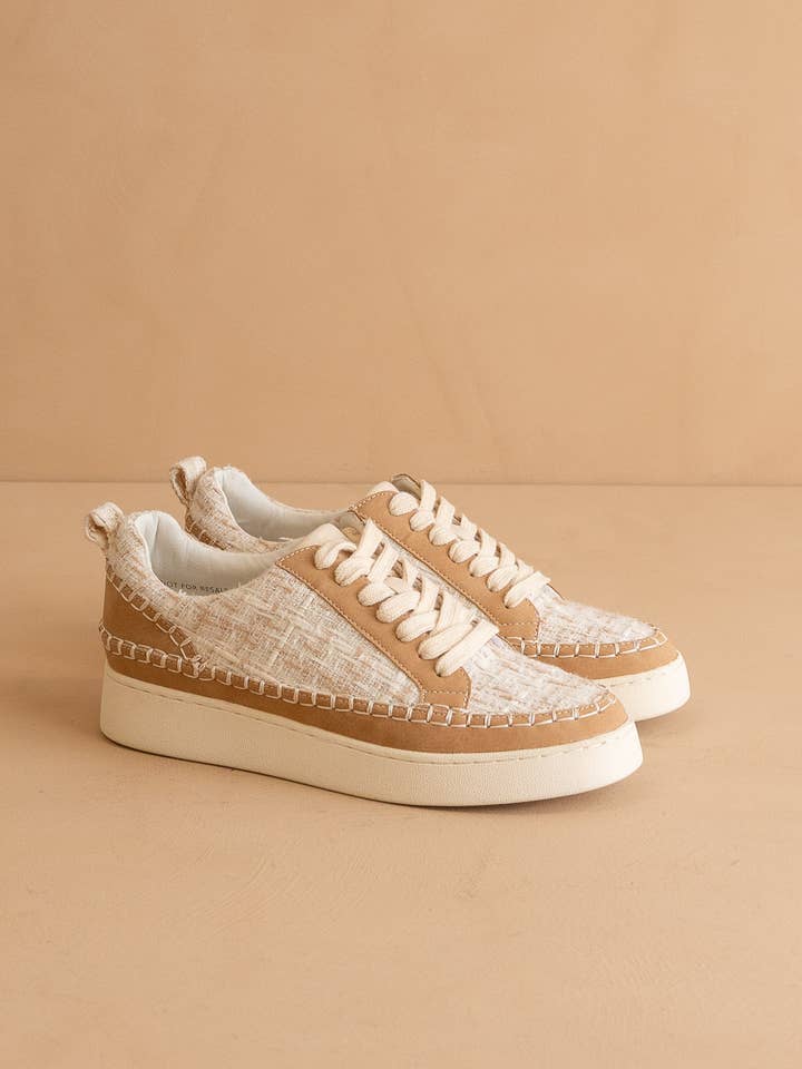 The Janie | Camel Tweed Wrapped Low Tops for wholesale on Faire