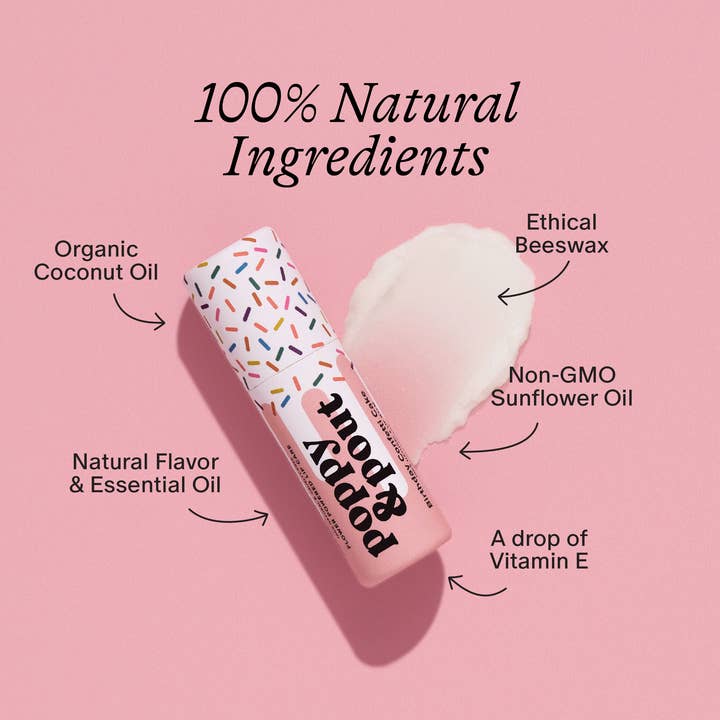 Poppy & Pout - Wholesale Lip Balm - Lip Balm, Birthday Confetti Cake, Pink