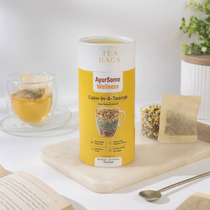 AyurSome Wellness - Wholesale Tea Bags - Organic Chamomile tea blend - Calm-In-A-Teacup - 25 tea bags4