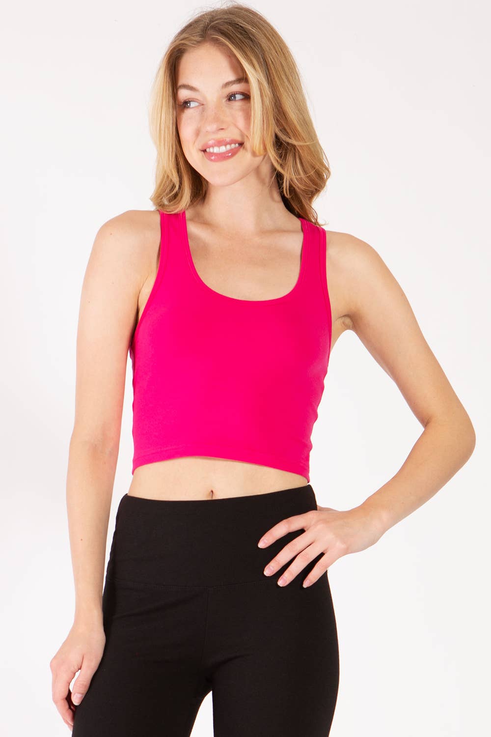 Color 5 – wholesale Tank top – Women′s – Solid color cotton lycra cropped tank top with racer back7