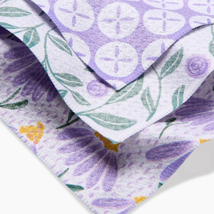 Geometry - Wholesale Dishcloth - Button Vines and Daisies Dishcloth Set