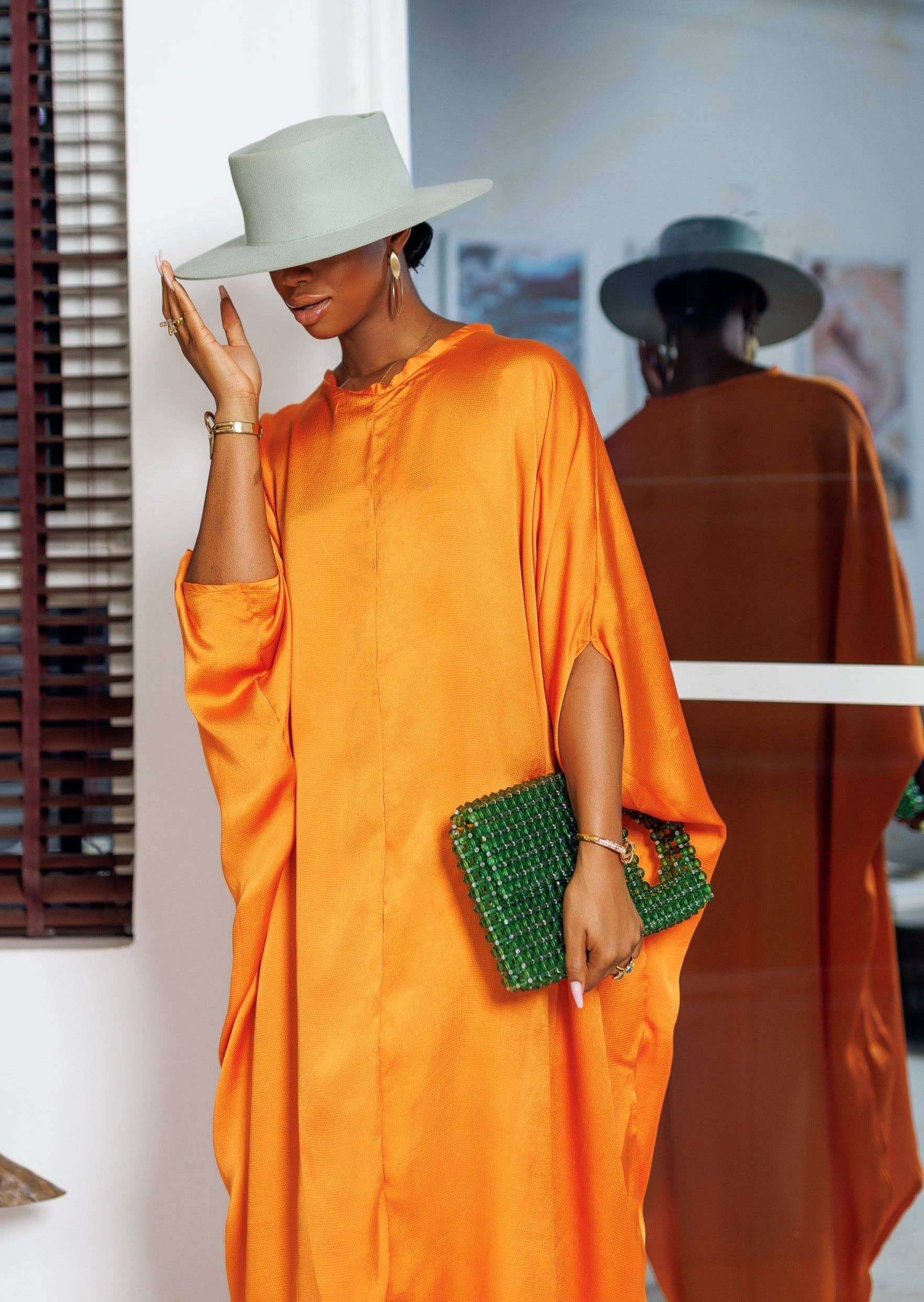 DUA MENKA – Großhandel Kaftan – Damen – Idemili Kaftan - elegantes Maxikleid in Orange3