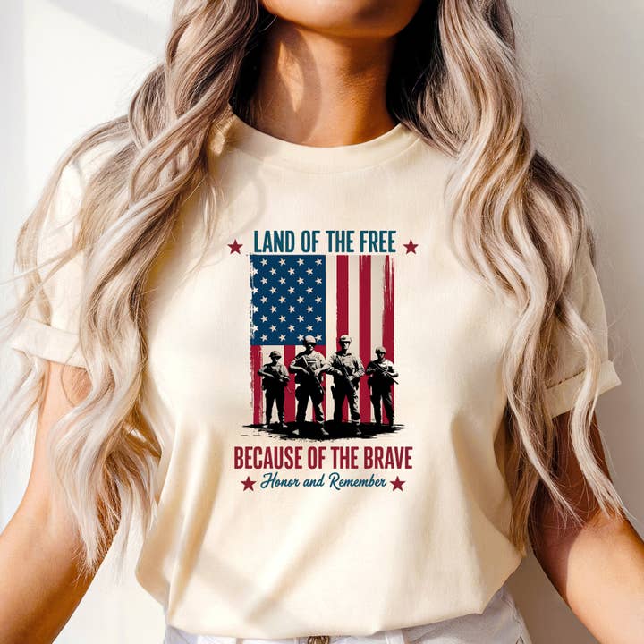 Land Of The Free 4th of July Graphic Tee for wholesale by Happy Mail Wholesale