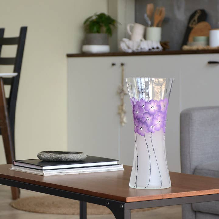 Håndmalet glas Vase | Malet kunst glas Vase | Boligindretning Indretning af hjemmet | Bordvase 12 tommer for engroshandel hos Project Development Group INC