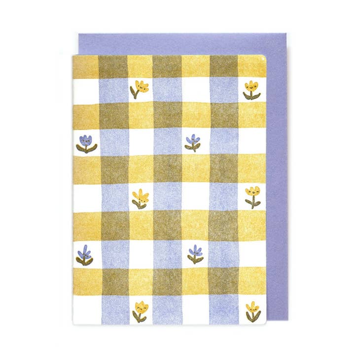 Gingham Flower | Letterpress Cards Set of 5 for wholesale by Homework Letterpress Studio