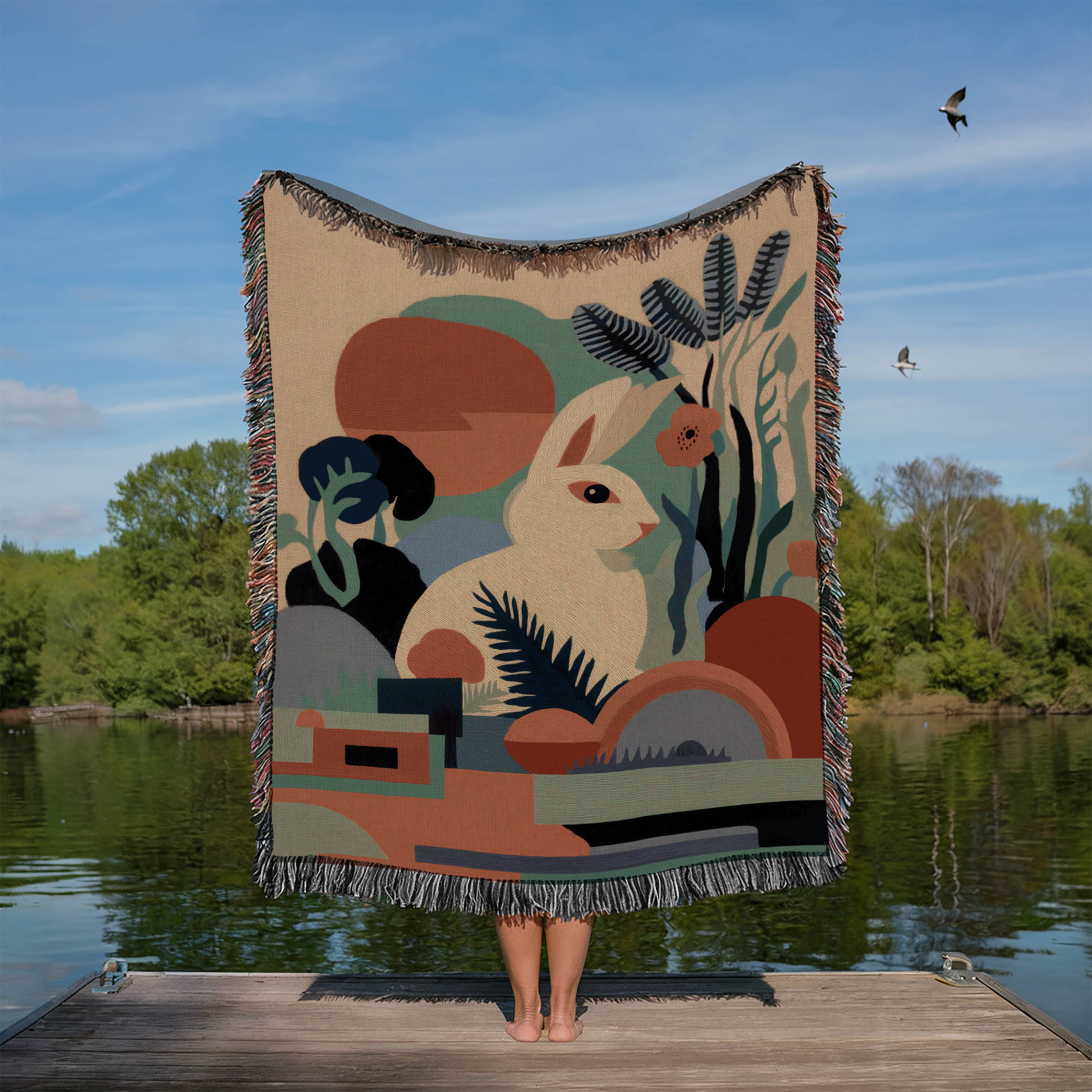 CasaIuliia – Engroshandel Tæppe – Moderne Kanin Vævet Tæppe – Kunstnerisk Bomulds Jacquard Plaid7