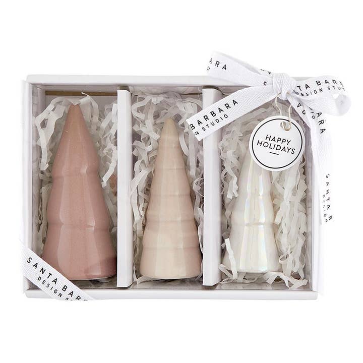 Santa Barbara Design Studio by Creative Brands - Wholesale Christmas Decoration - Holiday Ceramic Tree Set - Blush - Set of 3