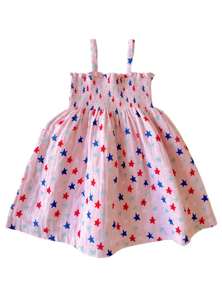 Splendid Stars Pink / Muslin Smocked Tube Dress for wholesale by SIIX Collection