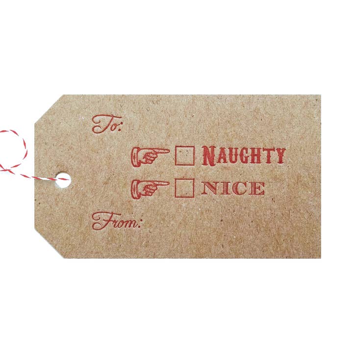 Naughty or Nice Letterpress Gift Tags - Pack of 4 for wholesale by Idea Chic