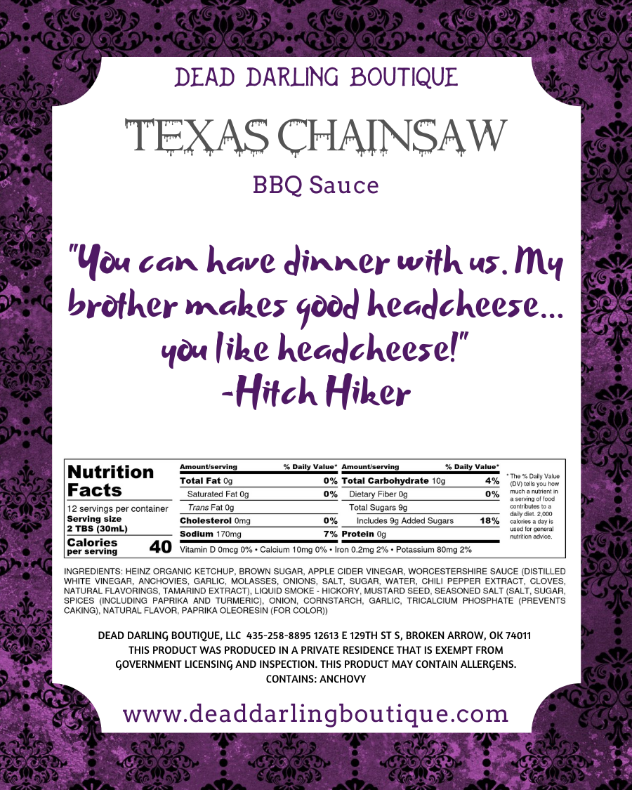 Dead Darling Boutique - Wholesale BBQ Sauce - Texas Chainsaw BBQ Sauce2