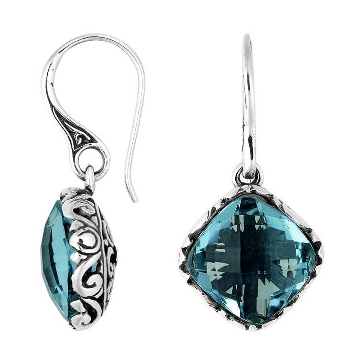 AE-6256-LBT Sterling Silver Earring With London Blue Topaz Q for wholesale by Bali Designs