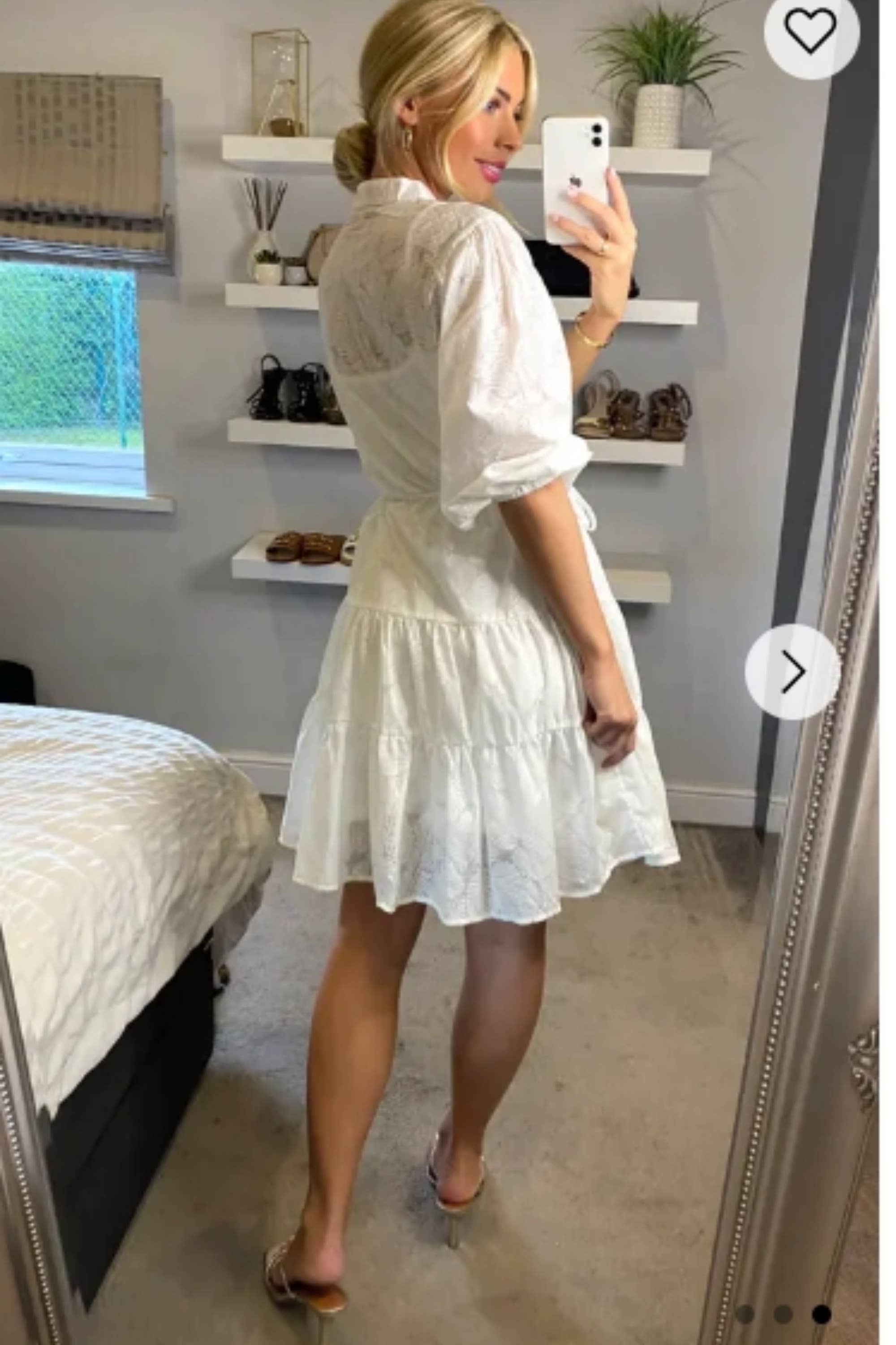 CY FASHION. LONDON - Wholesale Jurk - Dames - Hemdjurk met Leave's patroon in wit5