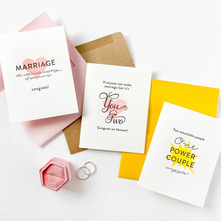 Steel Petal Press - Wholesale Wedding Card - Power Couple - Letterpress Wedding Marriage Congrats Card1